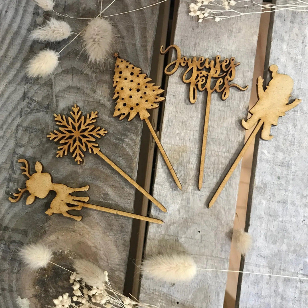 SET DE 5 TOPPERS BOIS - Wantit