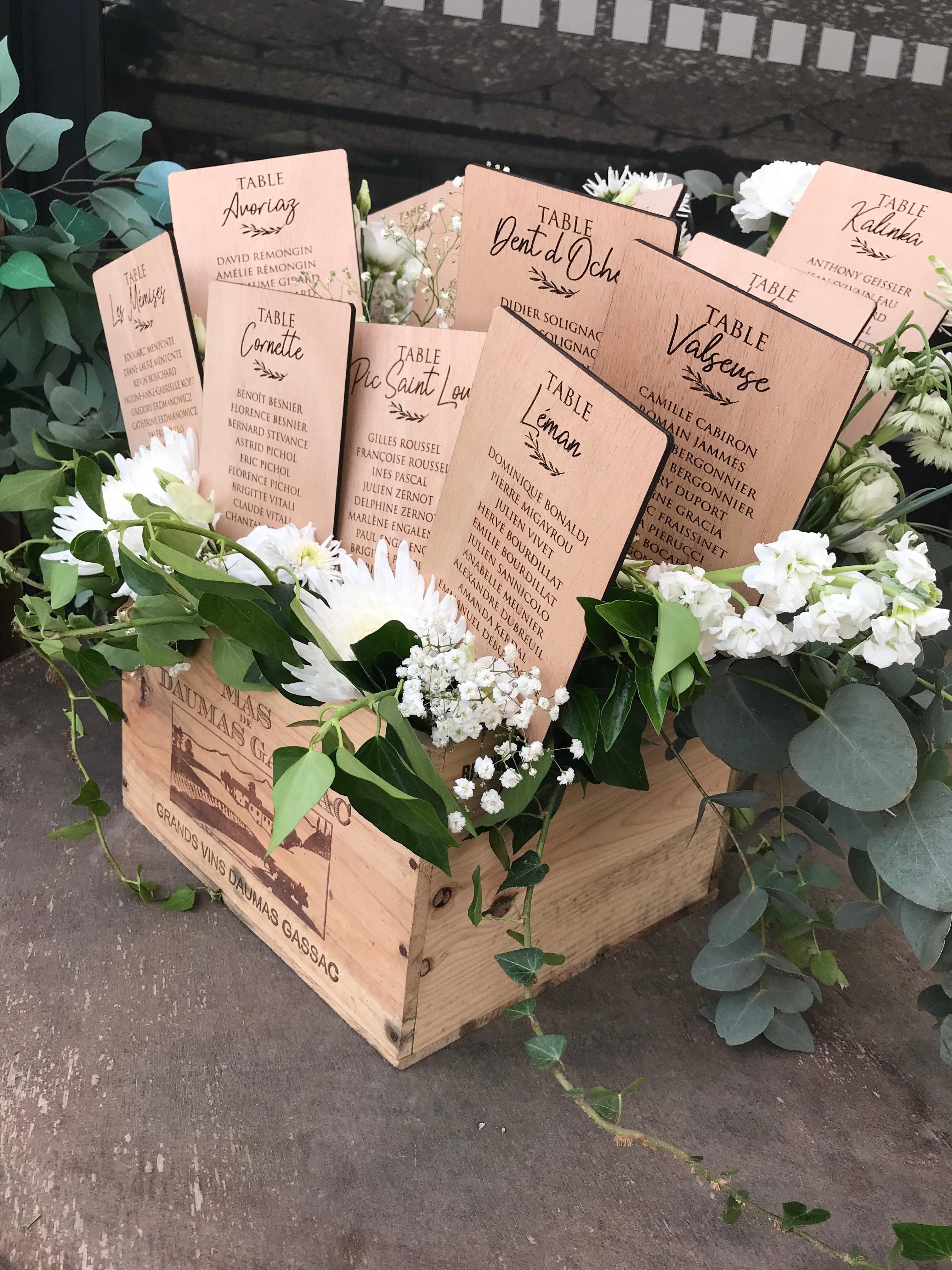 PANCARTE PLAN DE TABLE MARIAGE BOIS – Wantit