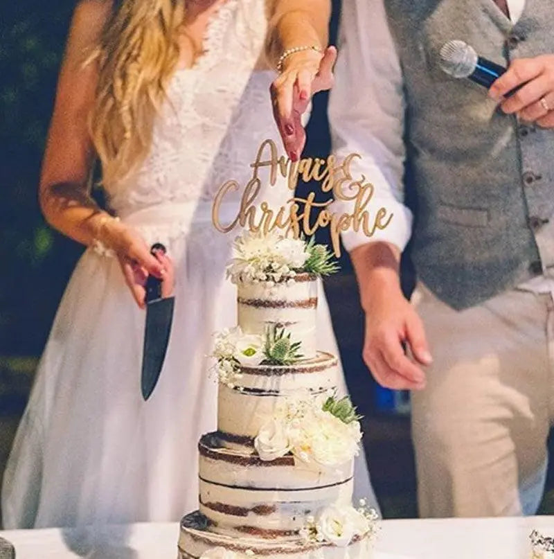 CAKE TOPPER MARIAGE OU ANNIVERSAIRE DEUX PRÉNOMS - Wantit