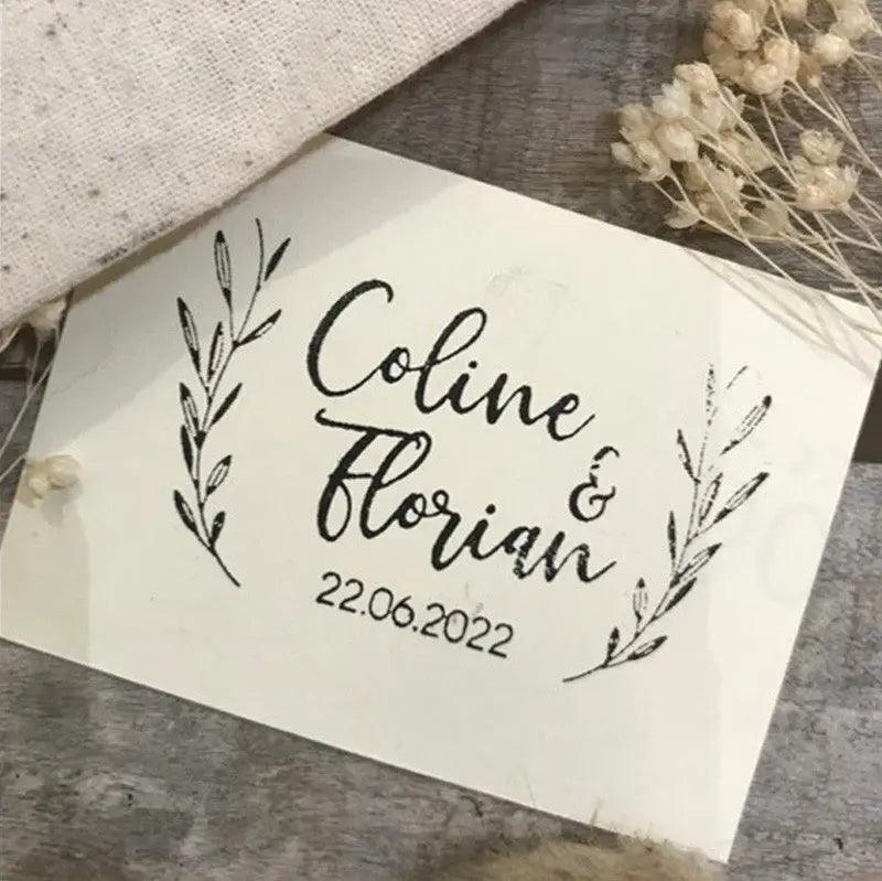 tampon mariage motif végétal prénoms mariés personnalisé montpellier
