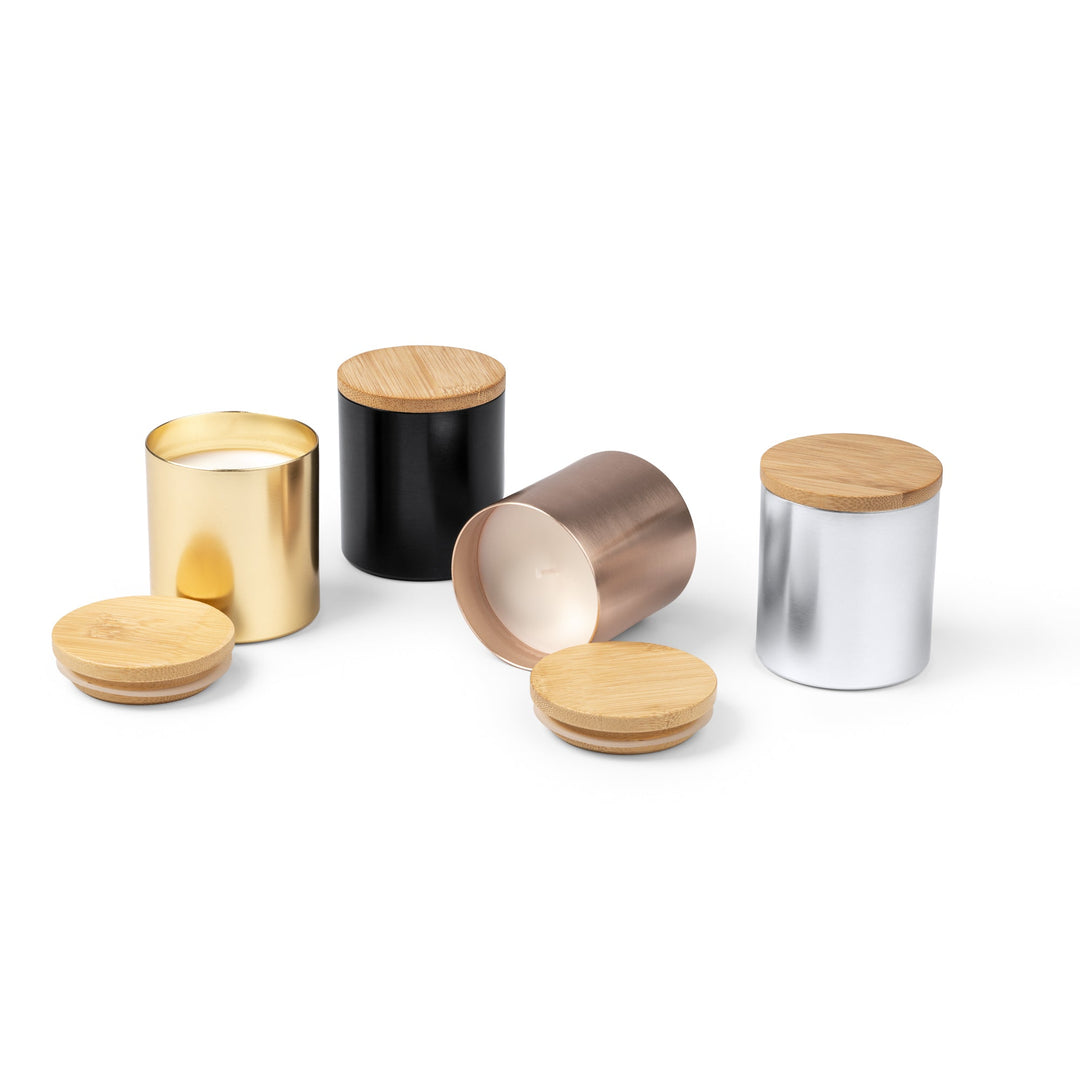 QARUS Bougie Alu & Bambou - goodies personnalisé local