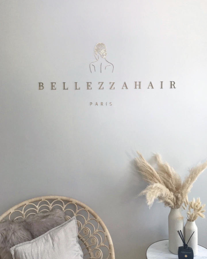 lettres adhésives en relief plexi miroir or salon de coiffure