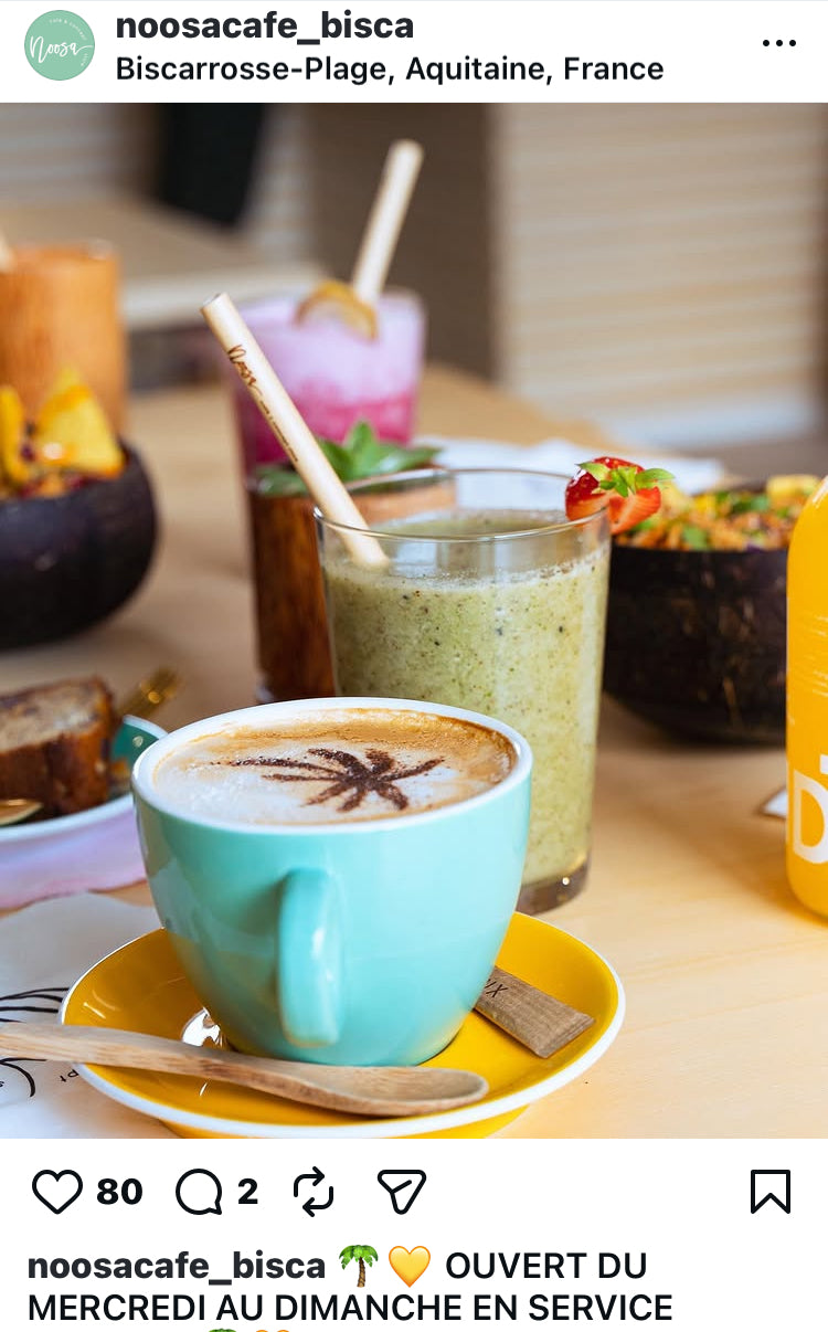 Pochoir personnalisé café Noosa Biscarosse