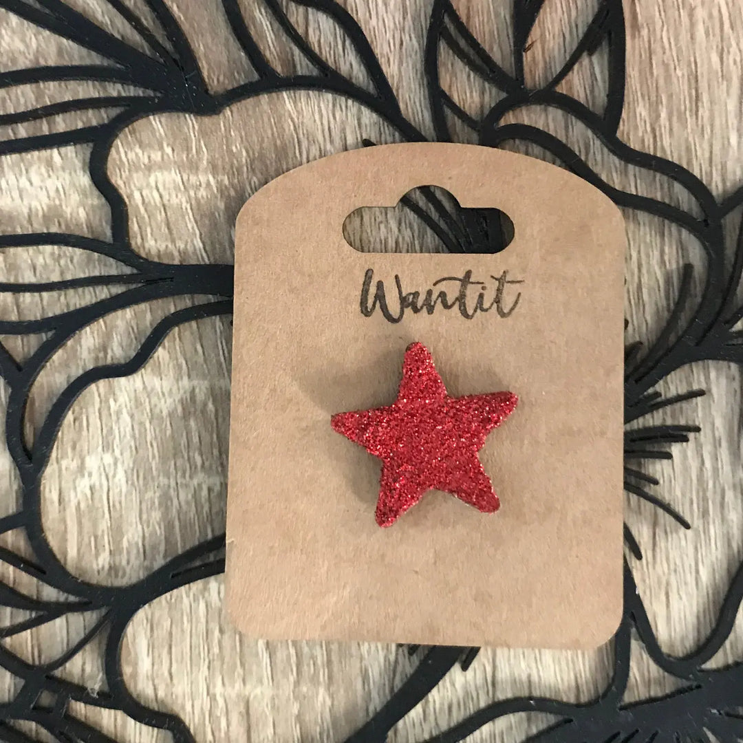Pin's étoile pailleté rouge broche paillette bijou artisanal montpellier 
