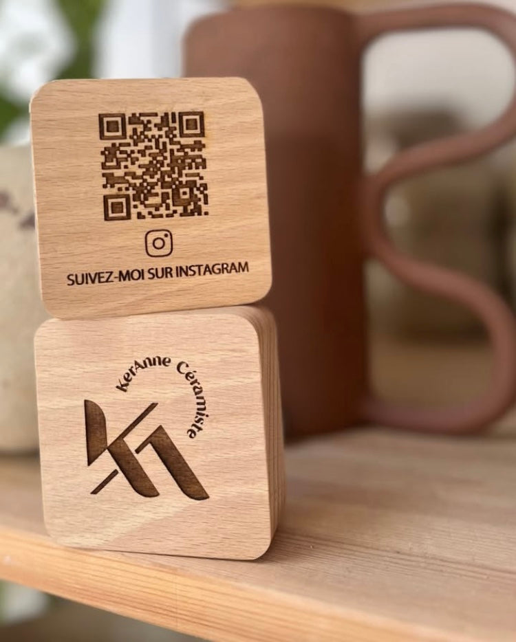 blocs bois hêtre QR code signalétique made in france montpellier