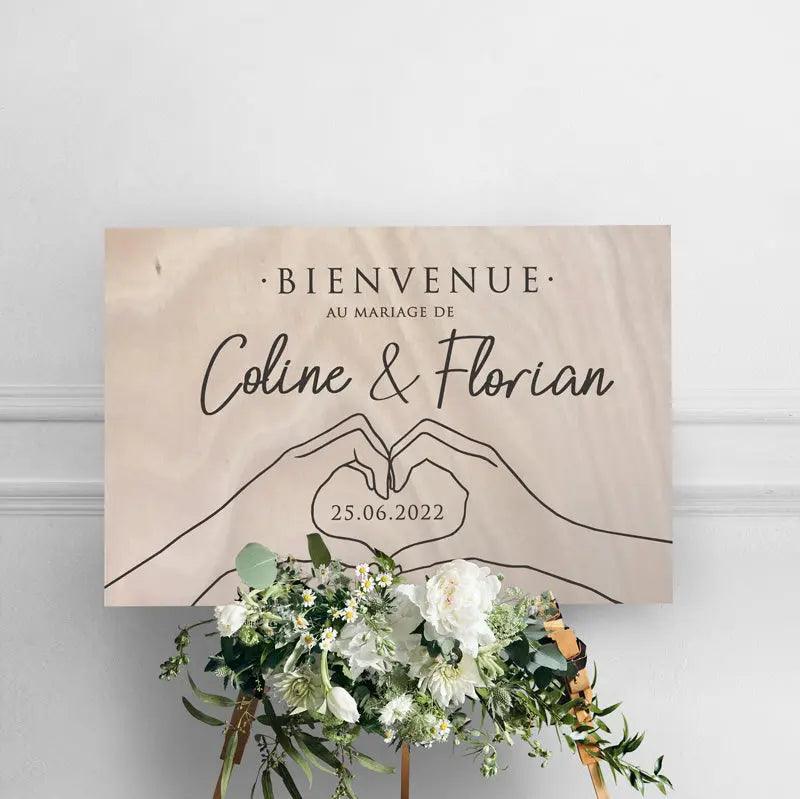 Panneau bienvenue mariage bois décoration champêtre bohème montpellier