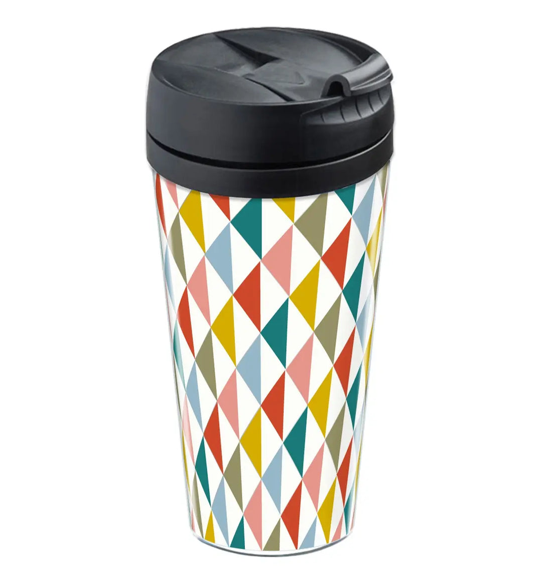 mug à couvercle motif géométrique
